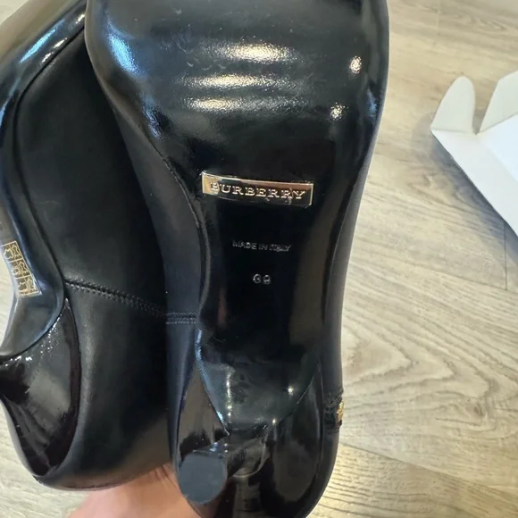 Burberry Black Peep-Toe Ankle Boots - Picture 8 of 11